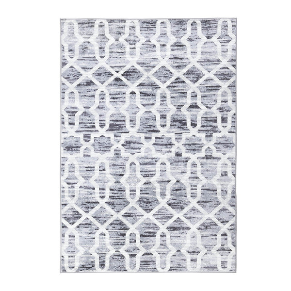 Trellis Grey Distressed Printed Rug 140 x 200 cm