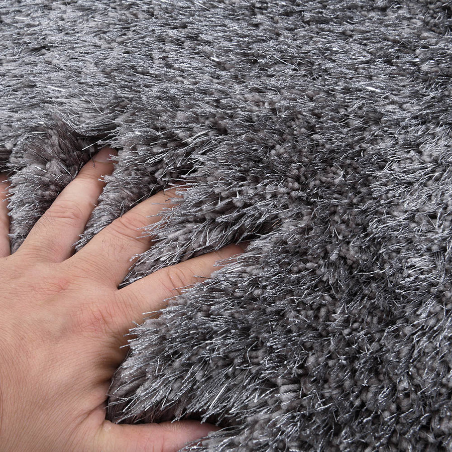 Silver Tufted Shaggy Rug 140 x 200 cm