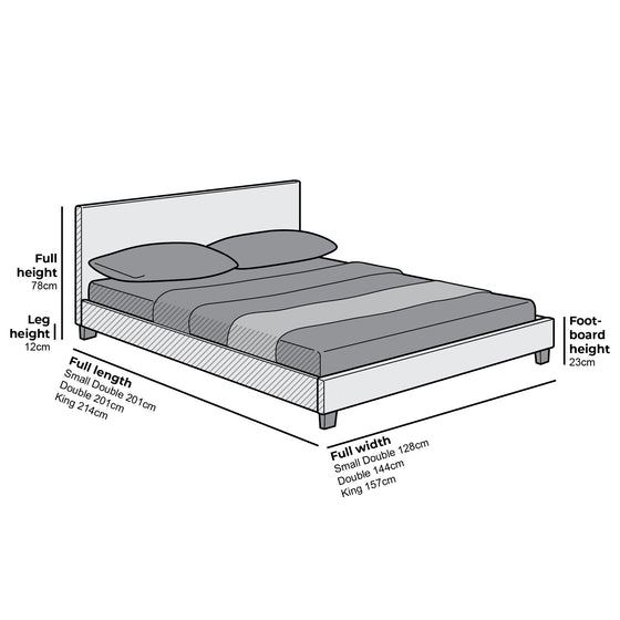 URSA Black PU Leather Bed Frame with LED on Footend