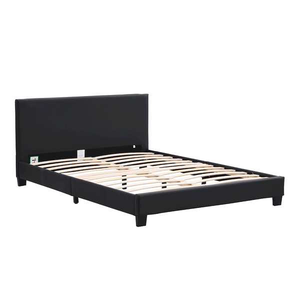 URSA Black PU Leather Bed Frame with LED on Footend - daals
