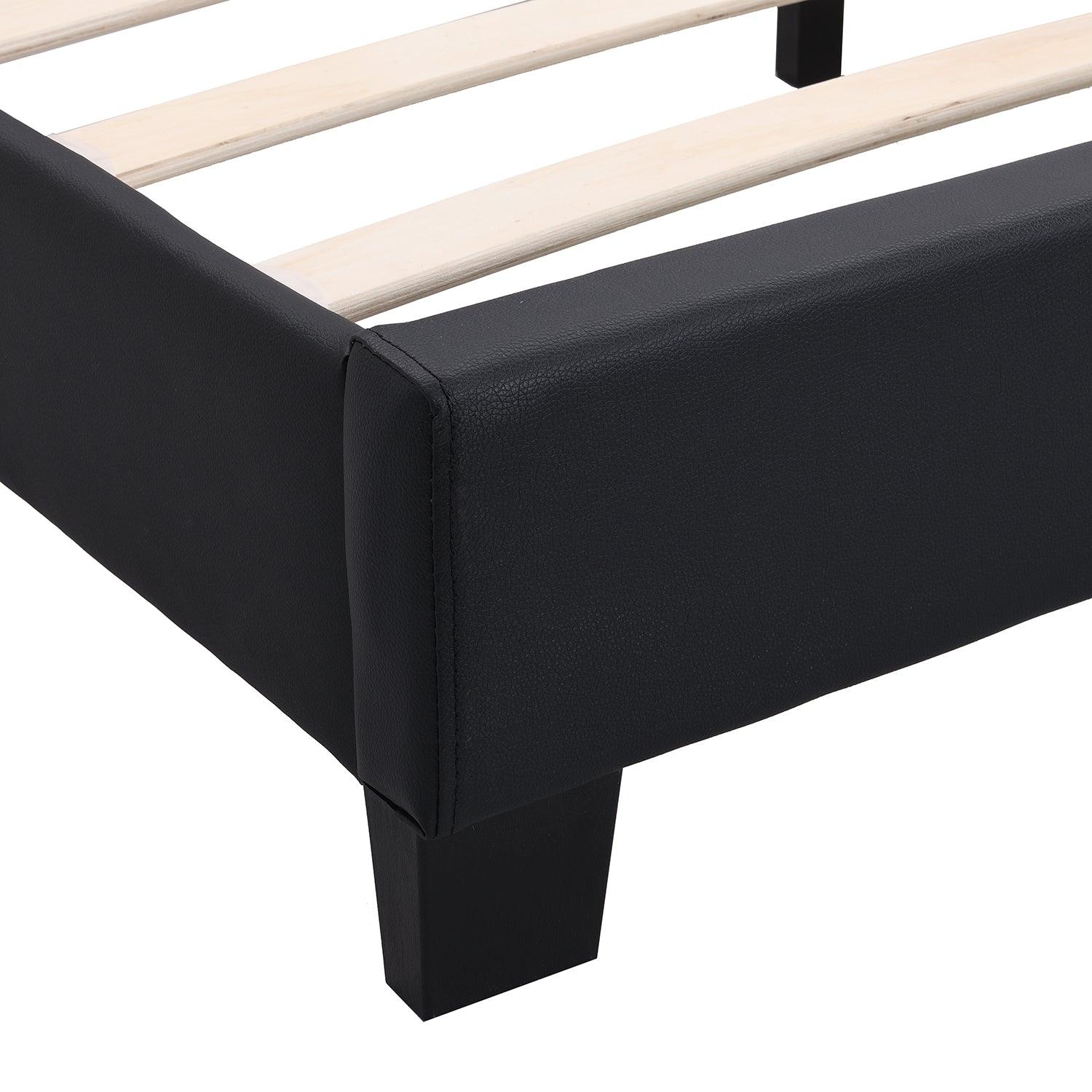 URSA Black PU Leather Bed Frame with LED on Footend