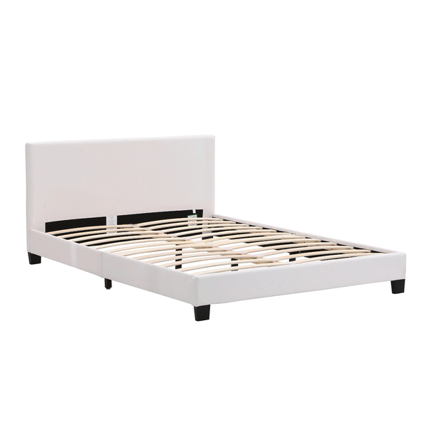 URSA White PU Leather Bed Frame with LED on Footend - daals