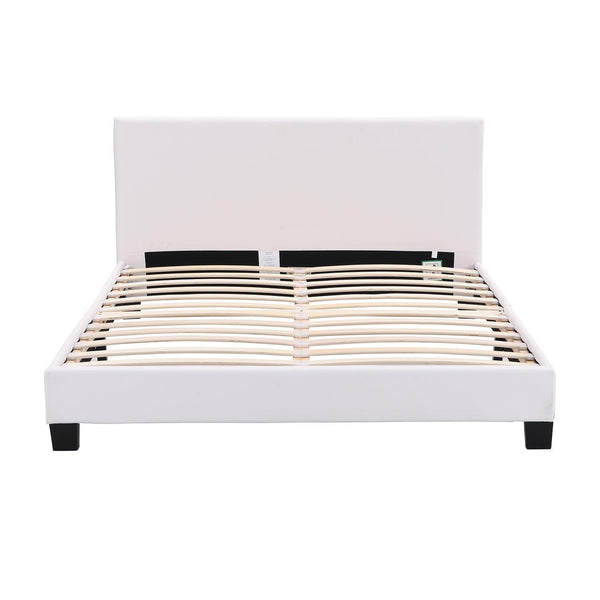 URSA White PU Leather Bed Frame with LED on Footend - daals