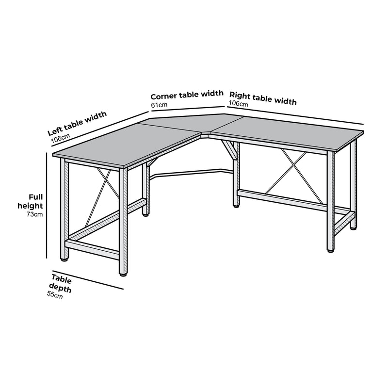 Munich L-Shaped Corner Desk in Black