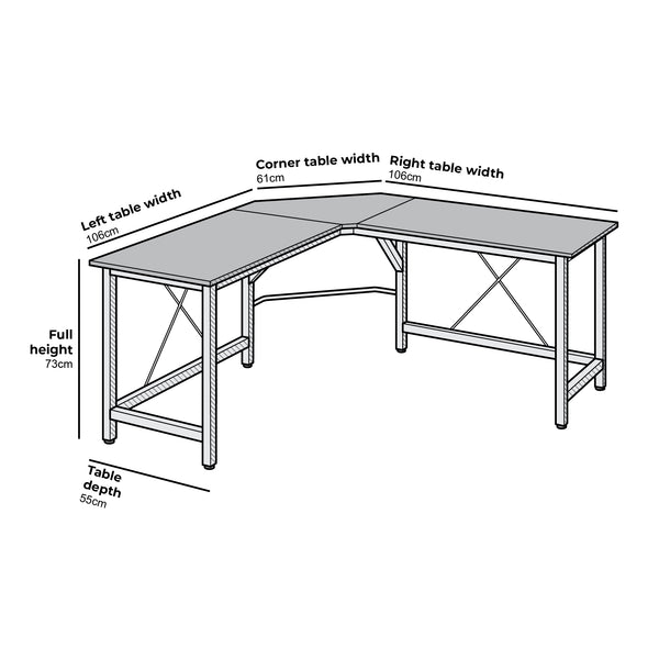 Munich L-Shaped Corner Desk in Black
