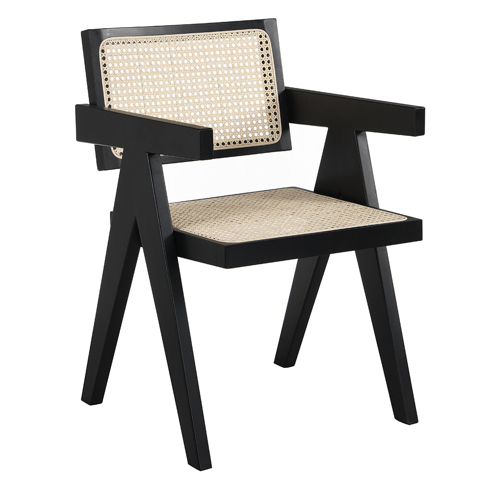 Jeanne Black Colour Cane Rattan Solid Beech Wood Dining Chair
