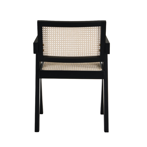 Jeanne Black Colour Cane Rattan Solid Beech Wood Dining Chair