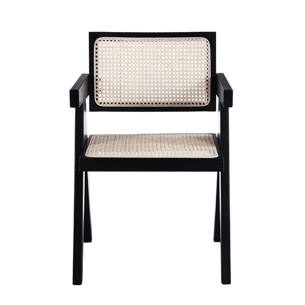 Jeanne Black Colour Cane Rattan Solid Beech Wood Dining Chair