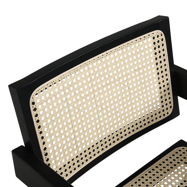 Jeanne Black Colour Cane Rattan Solid Beech Wood Dining Chair