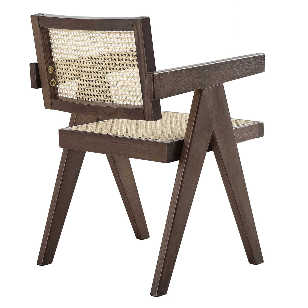 Jeanne Dark Walnut Cane Rattan Solid Beech Wood Dining Chair | daals