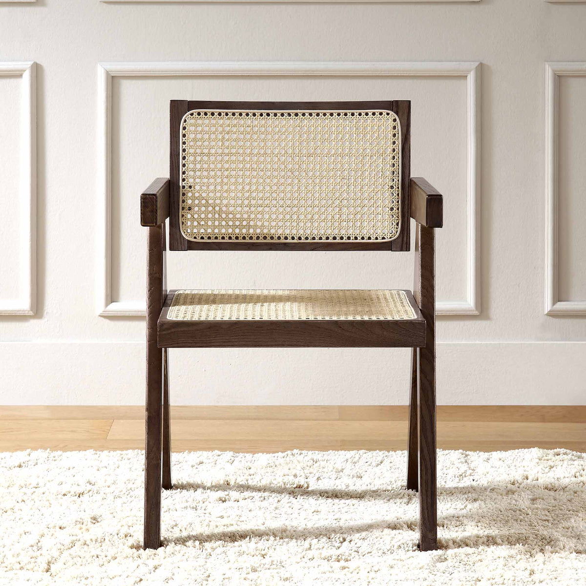 Lanut Rattan Jeanne Dark Walnut Cane Rattan Solid Beech Wood Dining Chair | daals