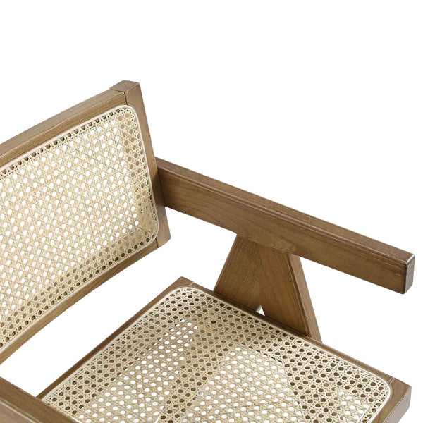 Jeanne Light Walnut Cane Rattan Solid Beech Wood Dining Chair