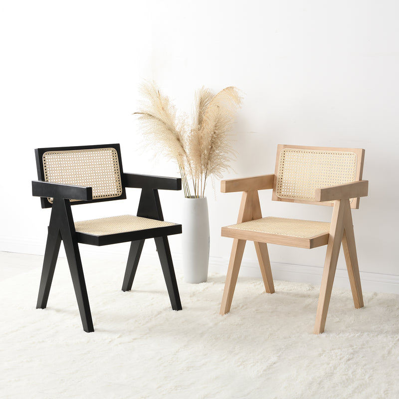 Jeanne Natural Colour Cane Rattan Solid Beech Wood Dining Chair