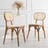 Anya Set of 2 Cane Rattan and Upholstered Dining Chairs, Natural Colour - daals