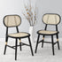 Anya+ Set of 2 Cane Rattan and Upholstered Dining Chairs, Black Colour - daals