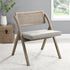 Bordon Natural Cane Rattan Folding Chair with Grey Upholstered Seat - daals