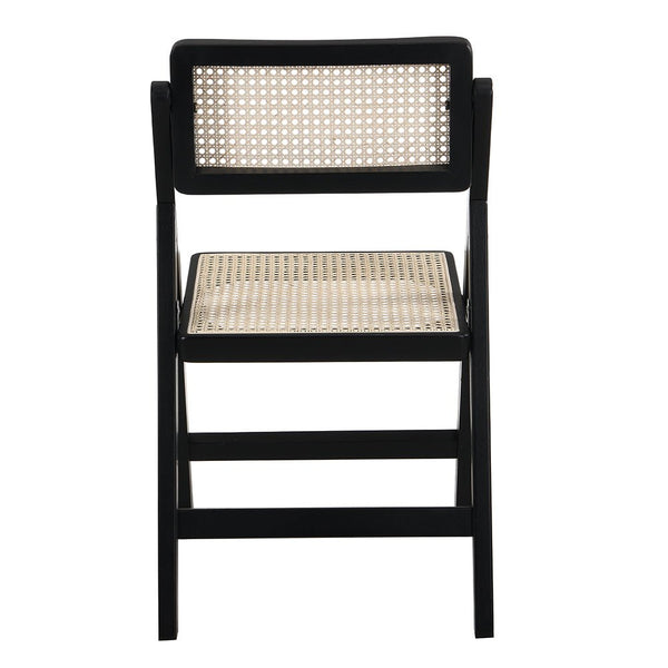 Frances Set of 2 Folding Cane Rattan Chairs, Black Colour