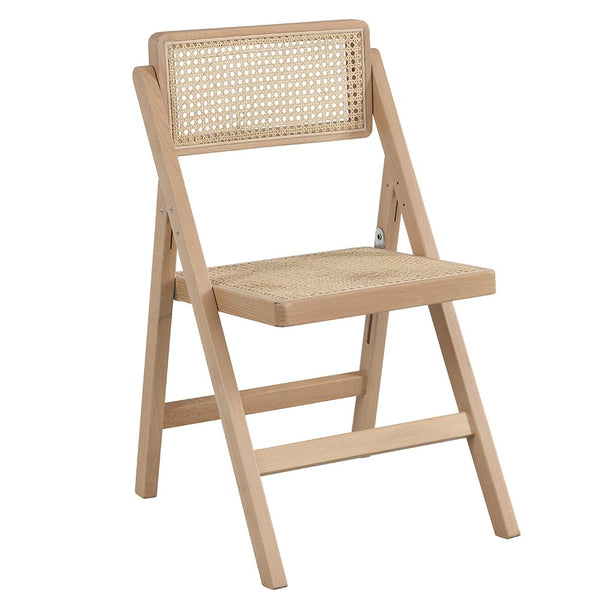 Frances Set of 2 Folding Cane Rattan Chairs, Natural Colour
