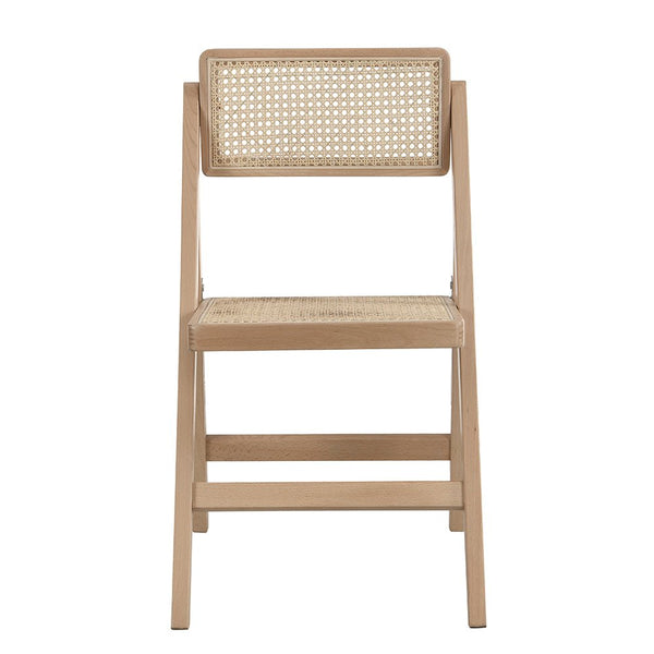 Frances Set of 2 Folding Cane Rattan Chairs, Natural Colour