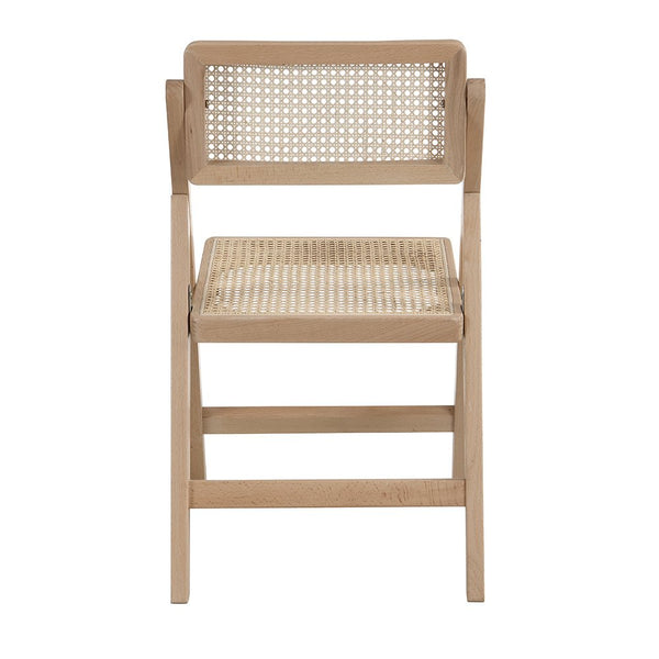 Frances Set of 2 Folding Cane Rattan Chairs, Natural Colour