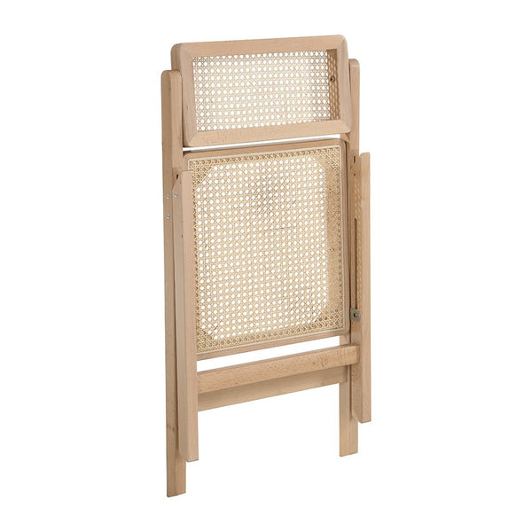 Frances Set of 2 Folding Cane Rattan Chairs, Natural Colour