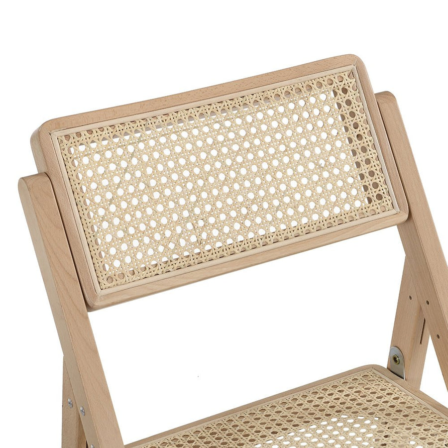 Frances Set of 2 Folding Cane Rattan Chairs, Natural Colour