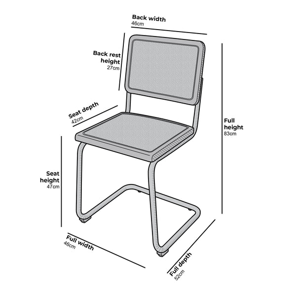 Cosenza Pair of 2 Dining Chairs, Cane & Chrome (Natural)
