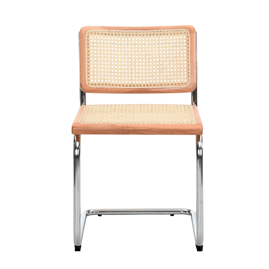 Cosenza Pair of 2 Dining Chairs, Cane & Chrome (Natural)