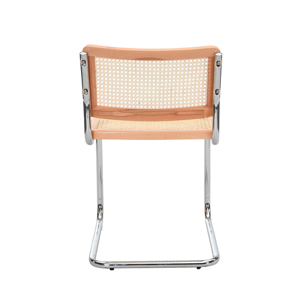 Cosenza Pair of 2 Dining Chairs, Cane & Chrome (Natural)
