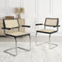 Rayna Pair of 2 Solid Beech Dining Chairs with Armrests, Natural Cane & Chrome (Black) - daals
