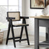 Jeanne Black Colour Cane Rattan Solid Beech Wood Counter Stool - daals