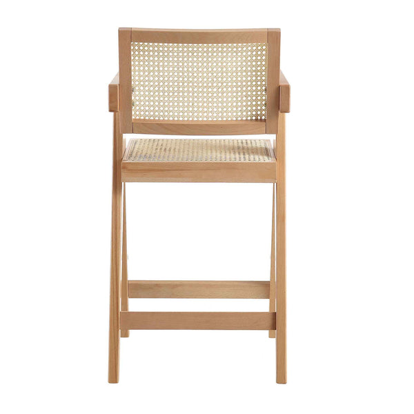 Jeanne Natural Colour Cane Rattan Solid Beech Wood Counter Stool