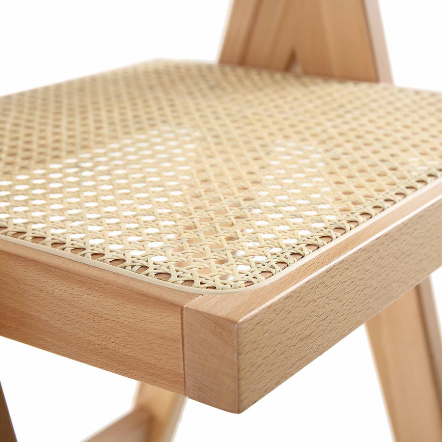 Jeanne Natural Colour Cane Rattan Solid Beech Wood Counter Stool - daals