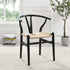 Hansel Wooden Natural Weave Dining Chair, Black Colour Frame - daals