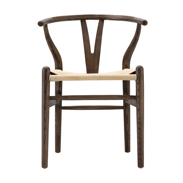 Hansel Wooden Natural Weave Dining Chair, Dark Walnut Colour Frame