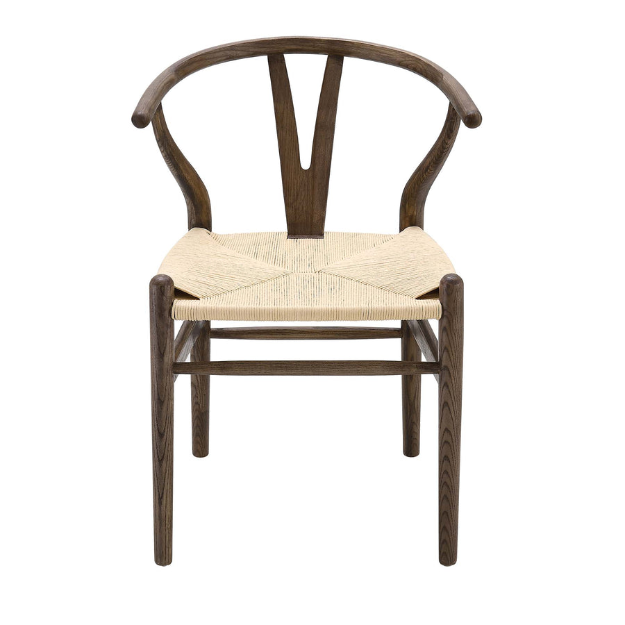 Hansel Wooden Natural Weave Dining Chair, Dark Walnut Colour Frame