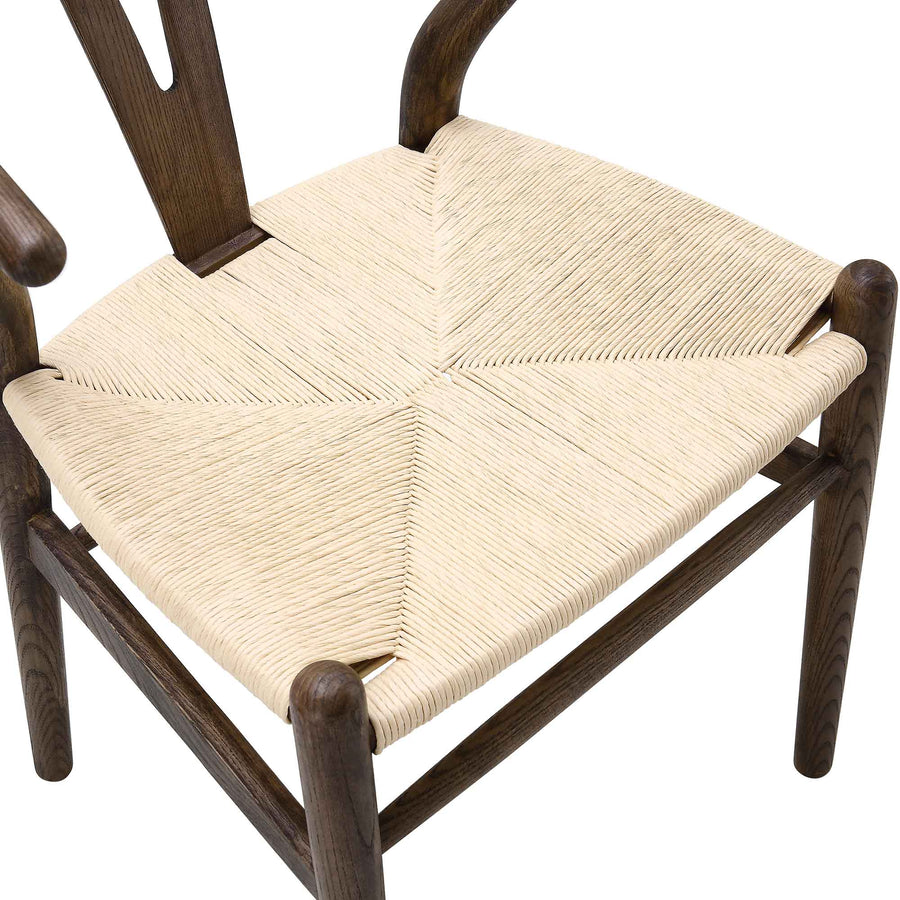 Hansel Wooden Natural Weave Dining Chair, Dark Walnut Colour Frame