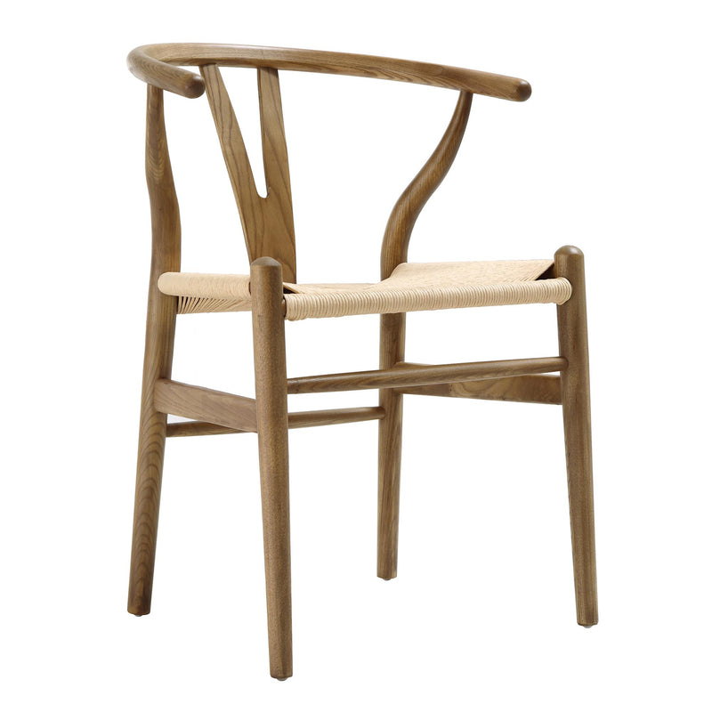 Hansel Wooden Natural Weave Dining Chair, Light Walnut Colour Frame