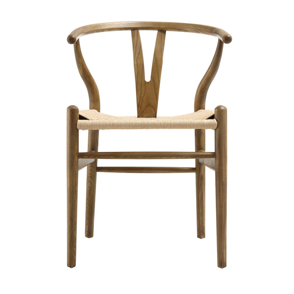 Hansel Wooden Natural Weave Dining Chair, Light Walnut Colour Frame