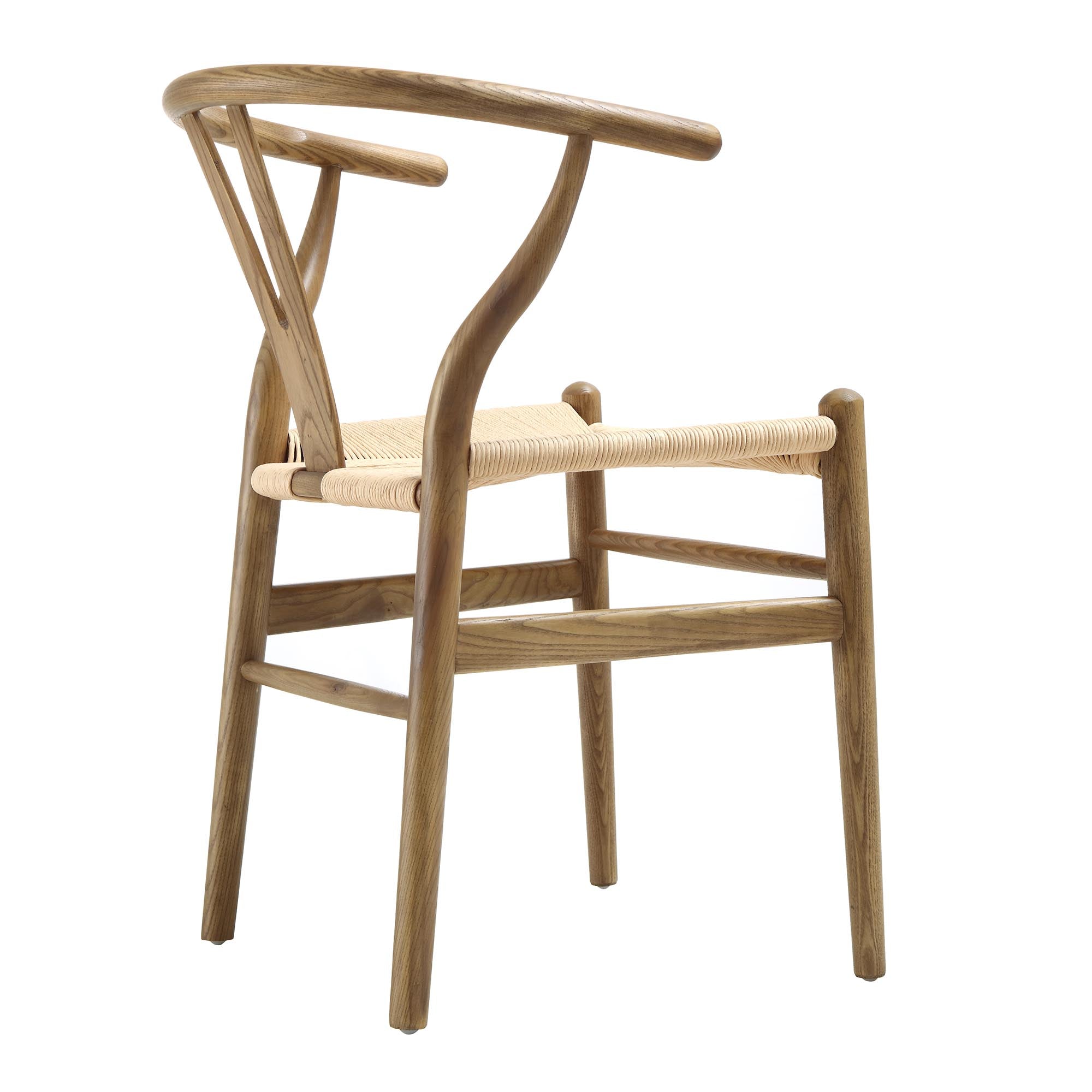Hansel Wooden Natural Weave Wishbone Dining Chair, Light Walnut Colour Frame
