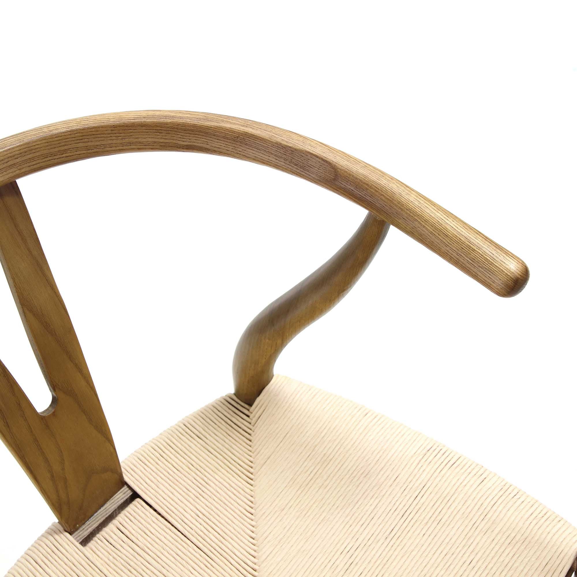 Hansel Wooden Natural Weave Wishbone Dining Chair, Light Walnut Colour Frame