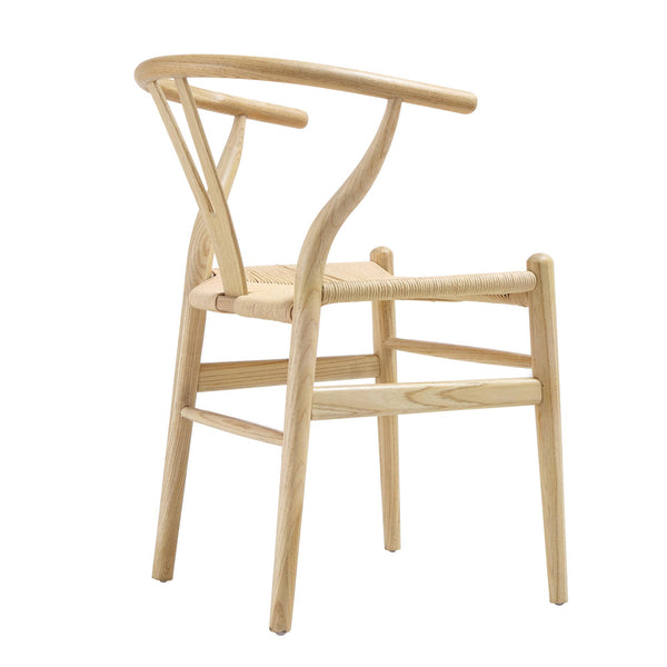 Hansel Wooden Natural Weave Wishbone Dining Chair, Natural Colour Frame