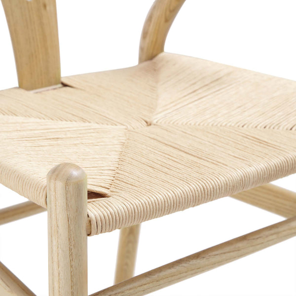 Hansel Wooden Natural Weave Dining Chair, Natural Colour Frame
