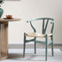 Hansel Wooden Natural Weave Dining Chair, Sage Green Colour Frame - daals