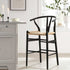 Hansel Wooden Natural Weave Counter Stool, Black Frame - daals