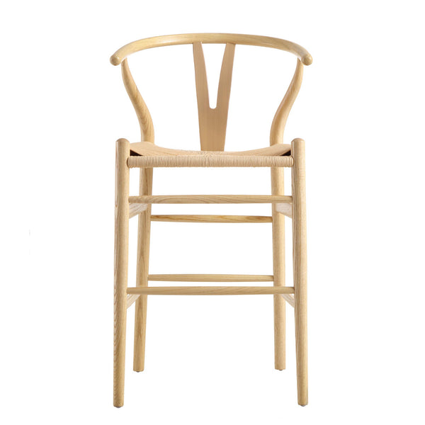 Hansel Wooden Natural Weave Counter Stool, Natural Frame