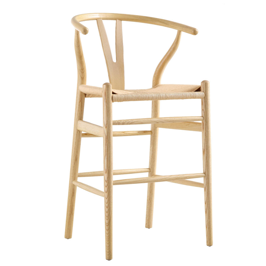 Hansel Wooden Natural Weave Counter Stool, Natural Frame - daals