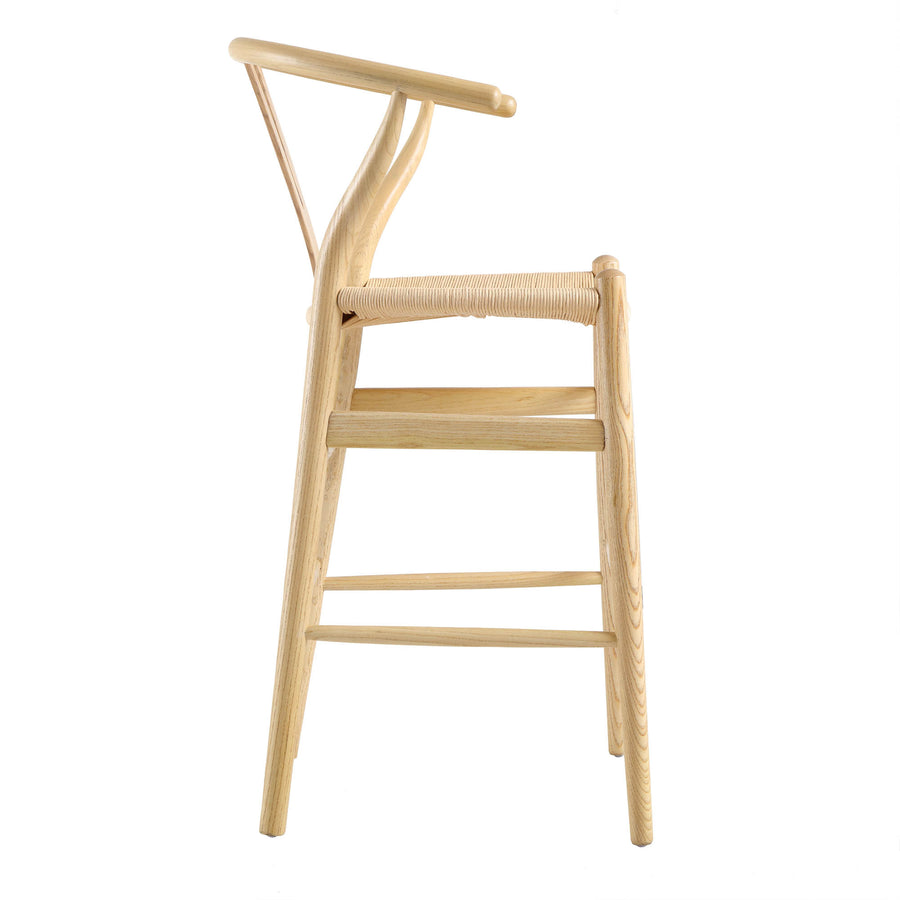 Hansel Wooden Natural Weave Counter Stool, Natural Frame - daals