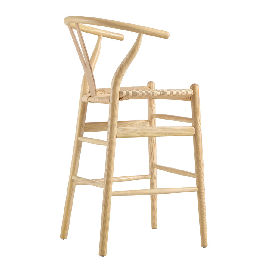 Hansel Wooden Natural Weave Counter Stool, Natural Frame - daals