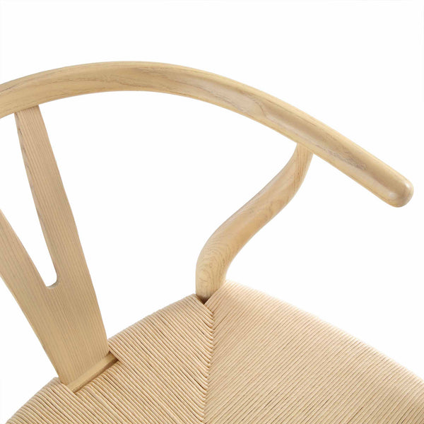 Hansel Wooden Natural Weave Wishbone Counter Stool, Natural Frame